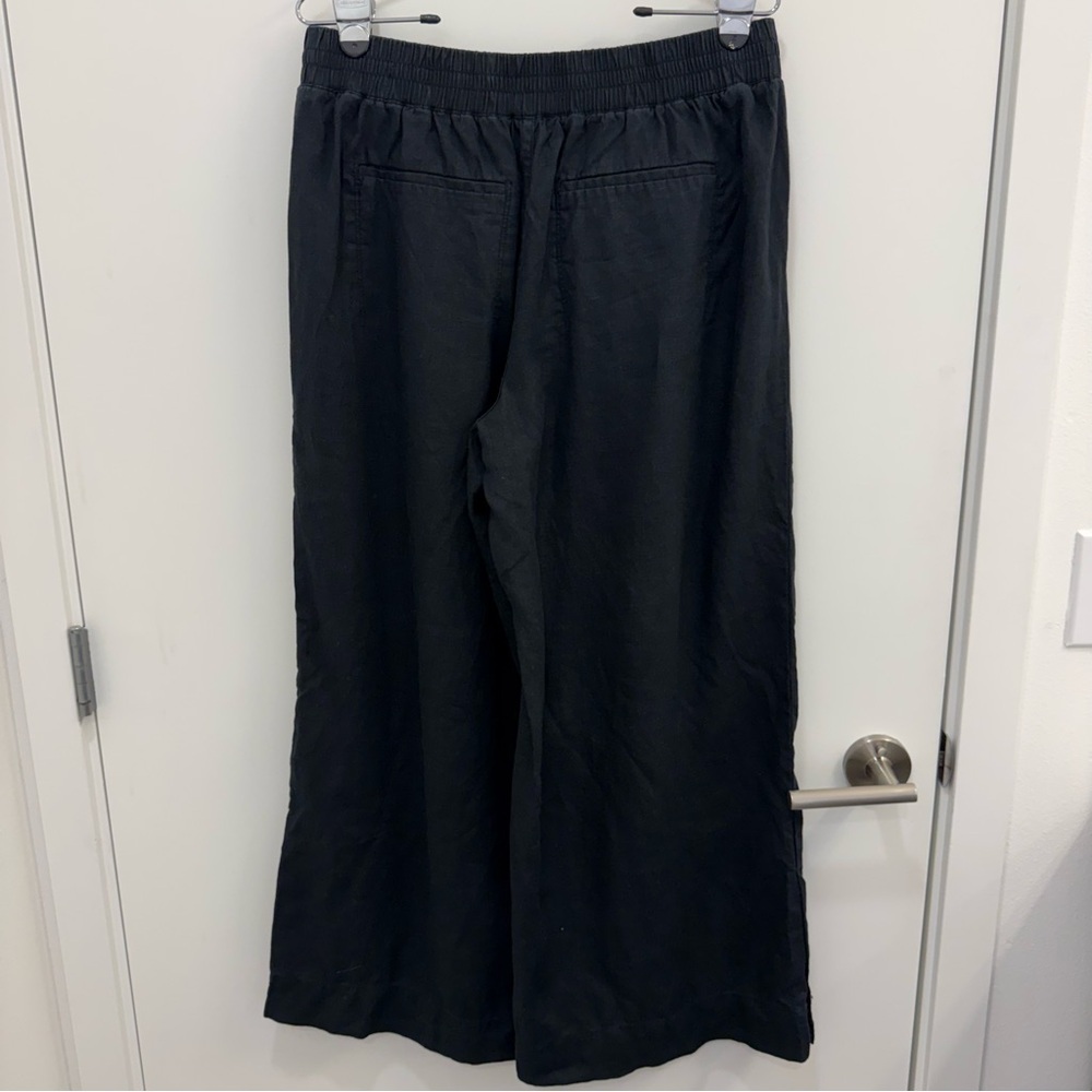 Athleta Playa Linen Wide Crop Pant Black Wide-Leg Cropped Pants size 12 Tall 12T - Picture 8 of 15